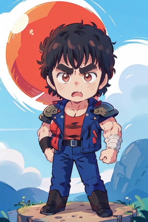 kenshirou,  black hair,  red_undershirt on Tensor.Art