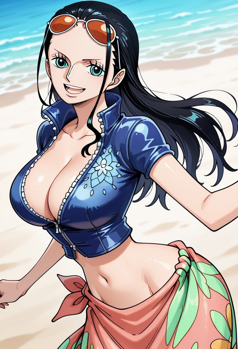 nico robin ,  green eyes,  black hair on Tensor.Art