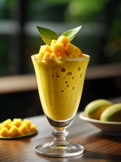 still life,blurry background,depth of field,leaf,cup,table,mango,SGNX 