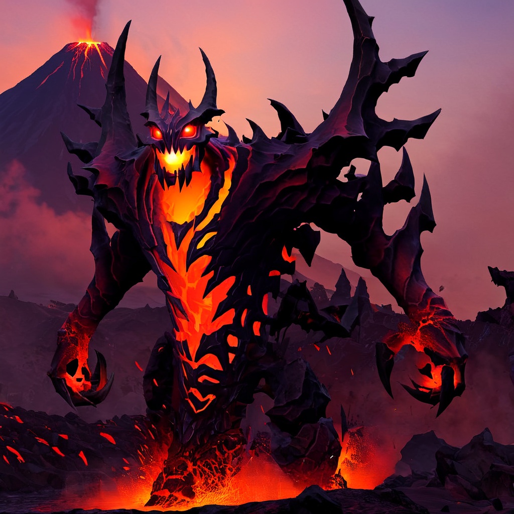 ShadowFiend,  near a volcano on Tensor.Art