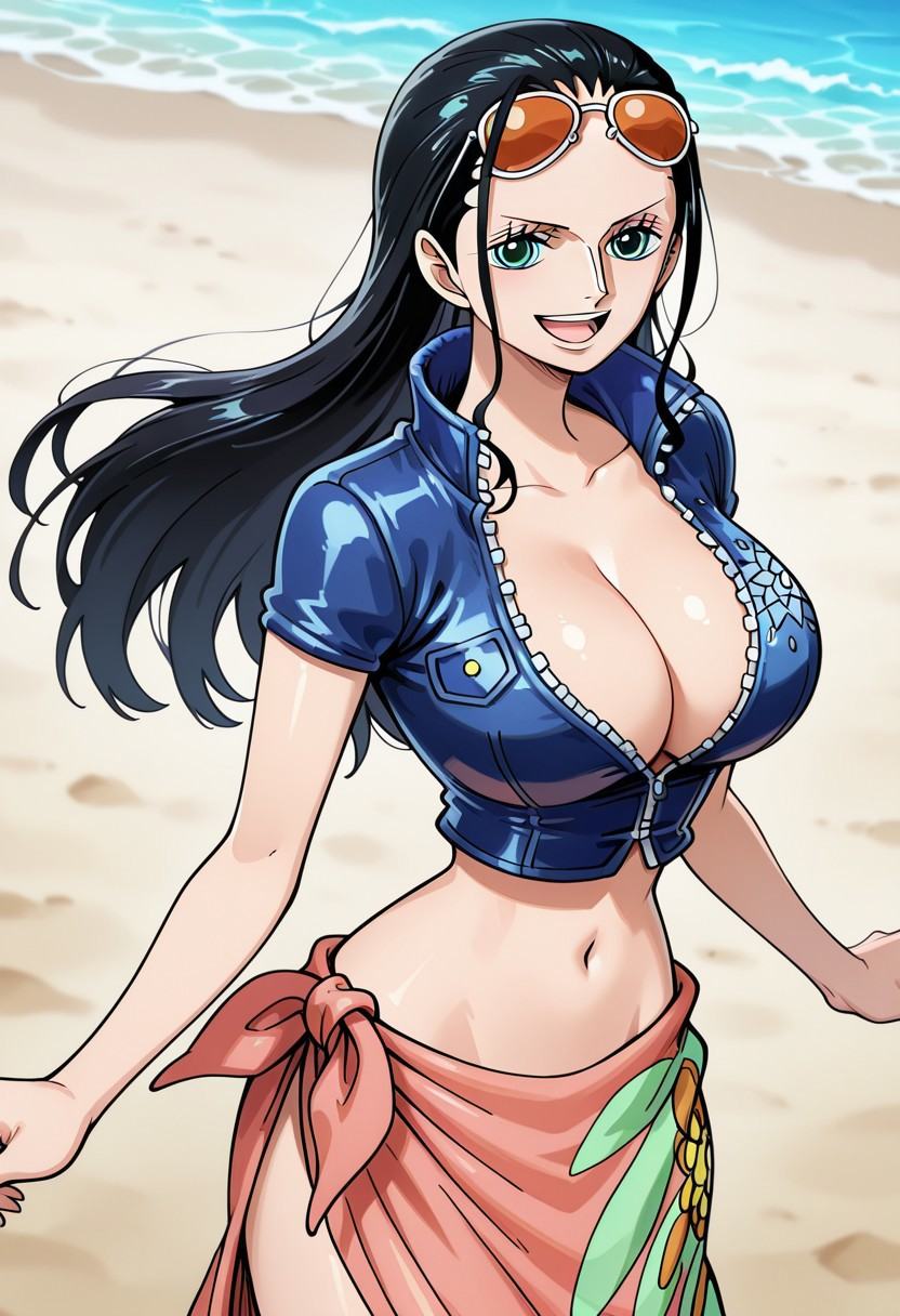 nico robin ,  green eyes,  black hair on Tensor.Art