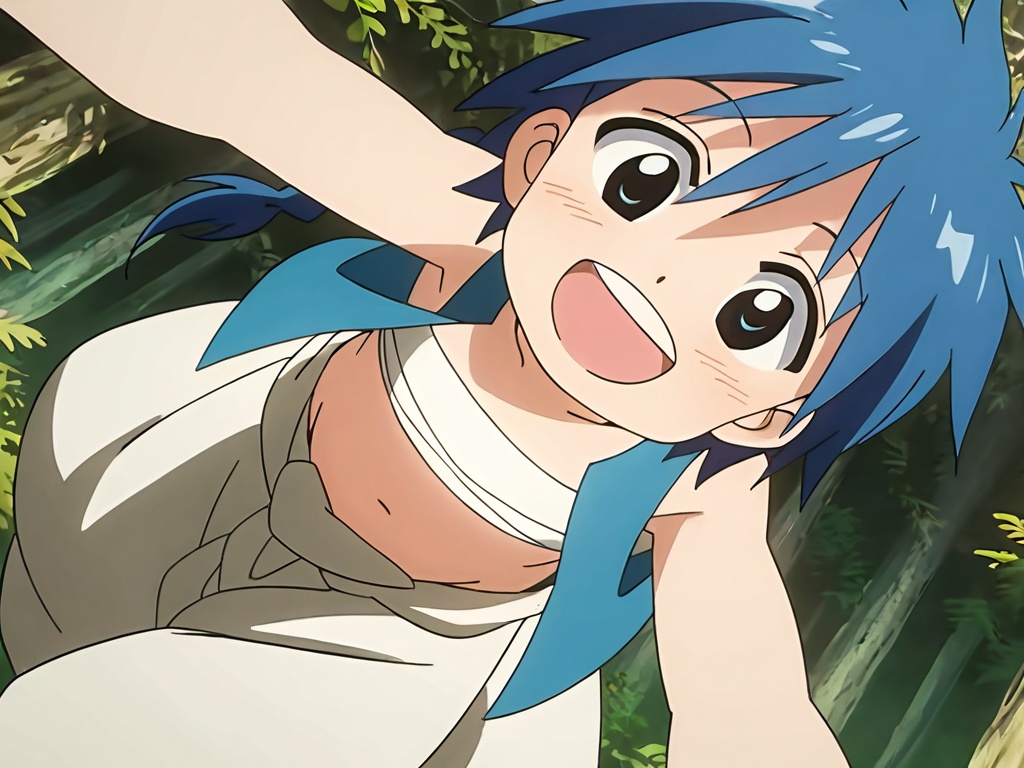 <lora:Aladdin_XL:1>,explicit,Aladdin,(best quality:1),(best detail:1),(masterpiece:1),flying in the forest,in mid-air,(ride on a white cloth:1.6),male focus,1boy,solo,(toddler:1.1),(petite:1.5),short hair braid head,blue hair,black eyes,big_eyes,thin eyebrows,perfect hands,(5fingers:1.1),(blue clothes:1.1),white cloth chest wrap,white pants,correct anatomy,;d,animation style,available light,(incredibly absurdres:2),