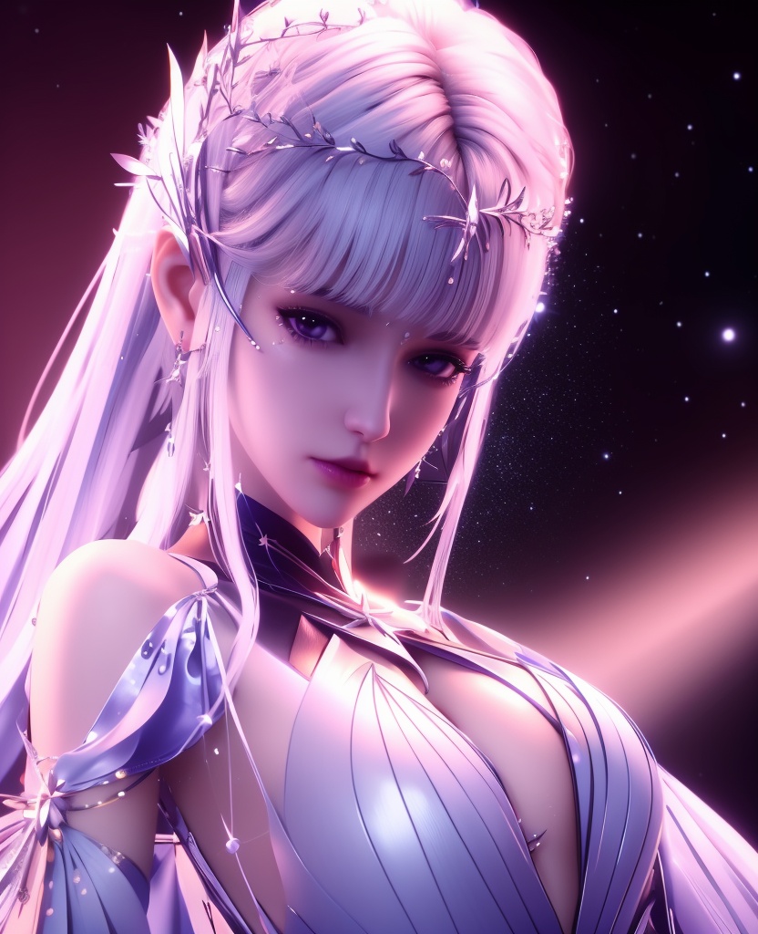 <lora:587-DA-神印王座-圣采儿-觉醒:0.8>(,1girl, ,best quality, ),looking at viewer,  ,,ultra detailed background,ultra detailed background,ultra realistic 8k cg, ,masterpiece, (( , )),, realistic,science fiction,mole, ultra realistic 8k cg, ,     ,crescent moon, jasmine \(flower\),     (cleavage), (),