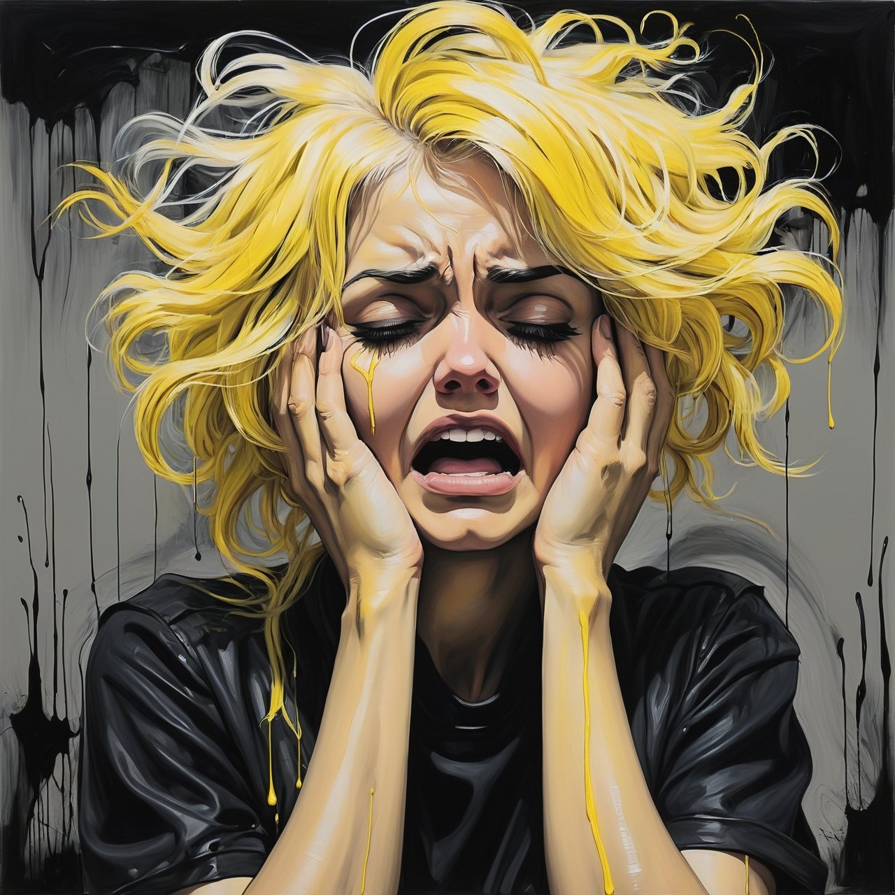 Drawing,  Captivating Industrial Female of Temperance,  she is crying by 乐乐乐 on Tensor.Art