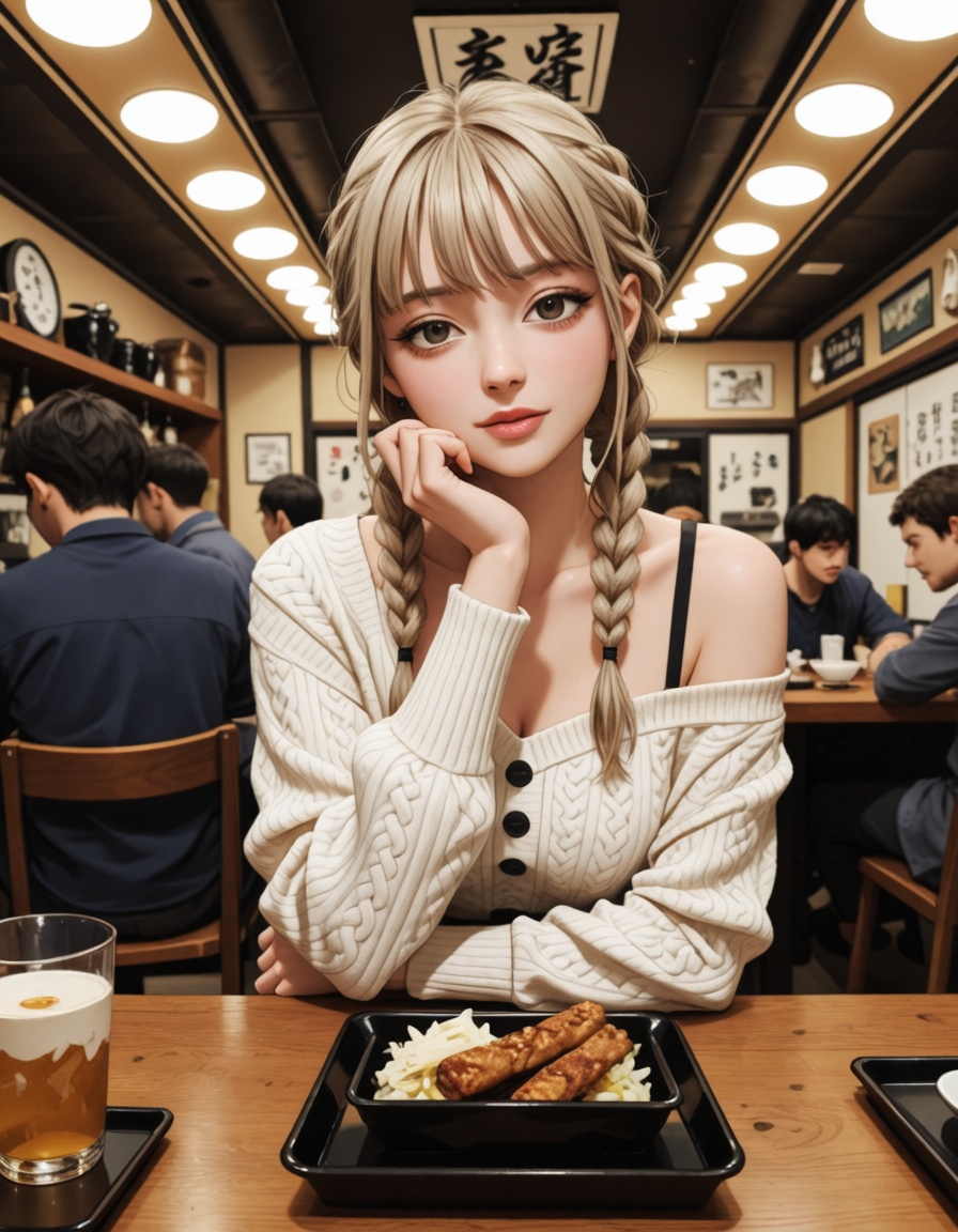 1girl,  box braids hair,  ash blonde hair on Tensor.Art