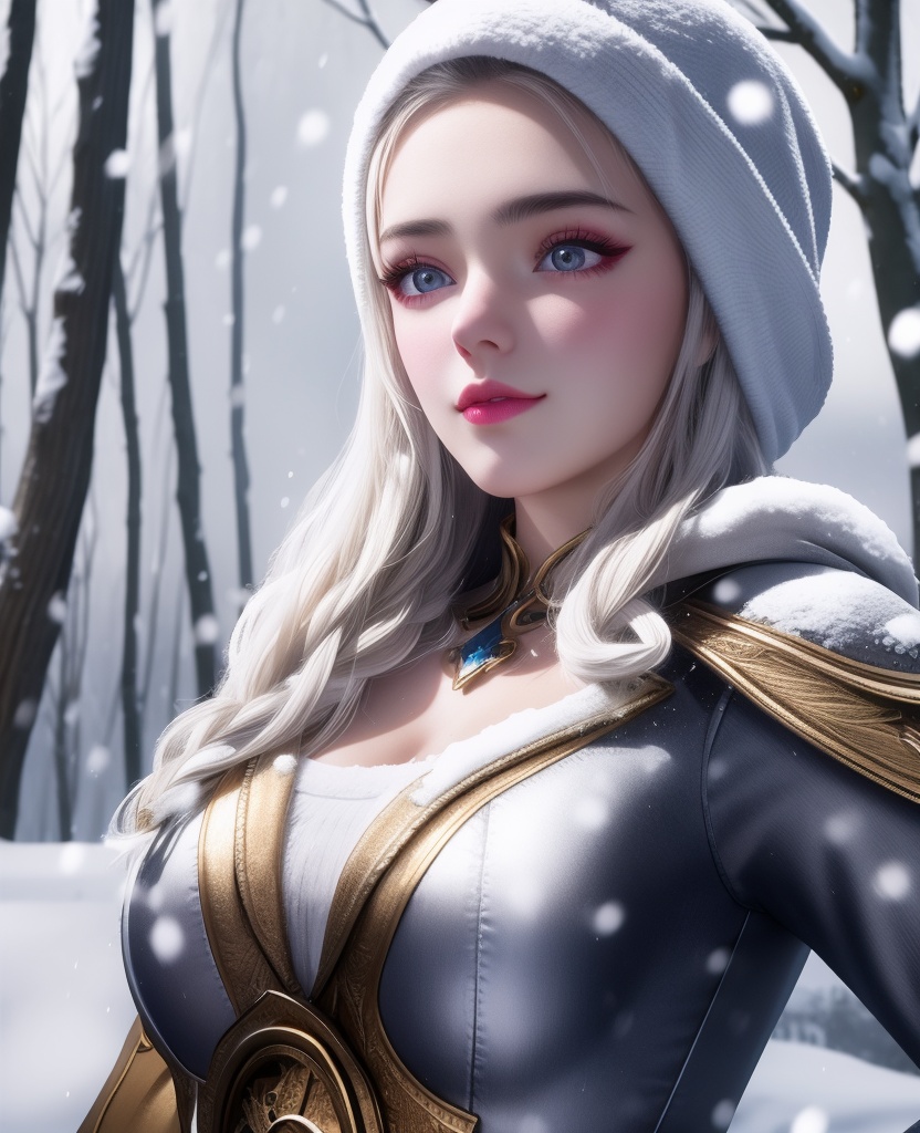 <lora:657-DA-斗罗大陆-维娜:0.8>(,1girl, ,best quality, ),looking at viewer,masterpiece, ultra realistic 8k cg, ,outdoors, snow, snowing,