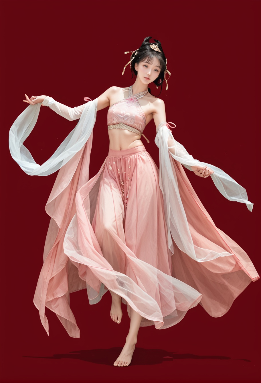 red background,  1girl,  solo on Tensor.Art