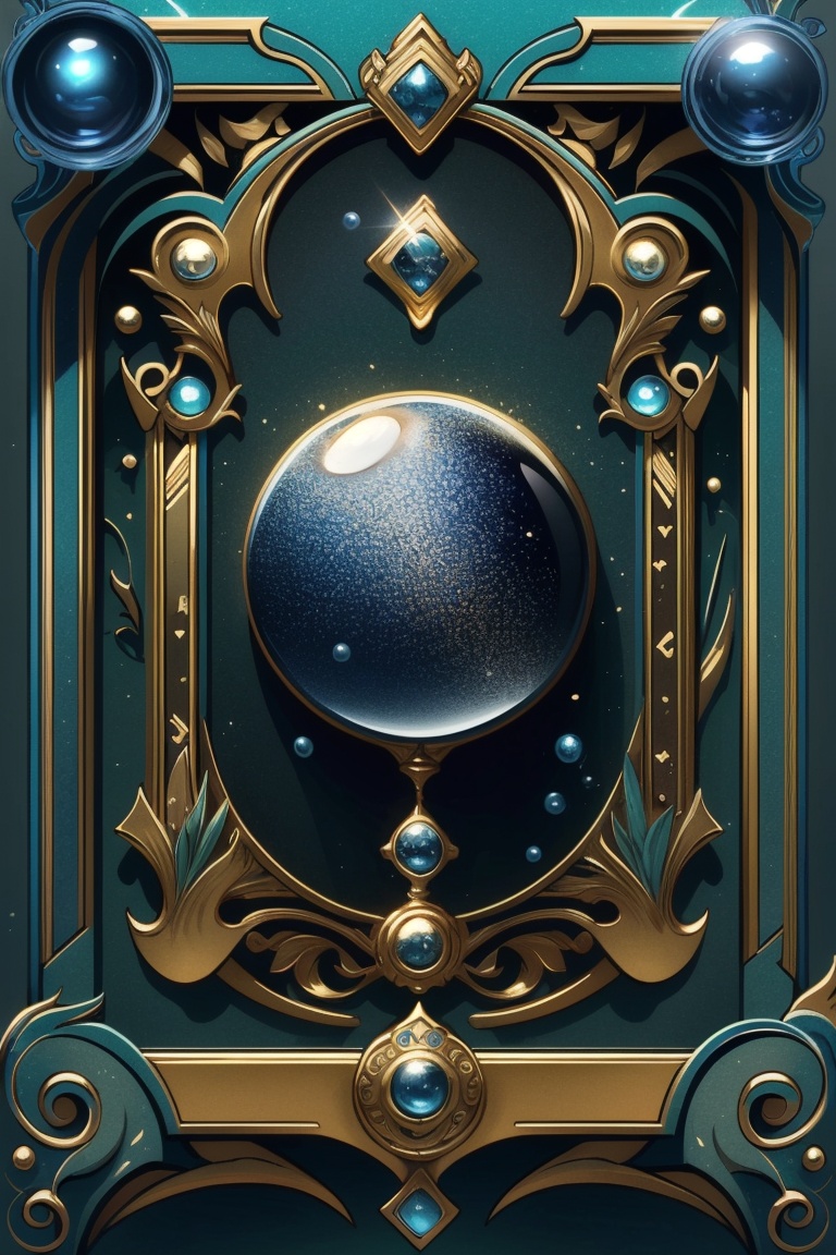 ((HRD, HUD, 8K)),((masterpiece, best quality)), highly detailed, soft light,Card, tarot, no humans, water, english text, solo, blue theme, card (medium), bubble,  <lora:20240528-1716881484728:0.8>