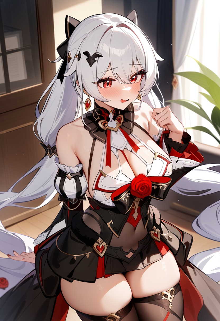 <lora:大月下a31.2:0.85>,a girl named lunakindred,lunakindred,1girl,black dress,bare shoulders,detached sleeves,earrings,red rose,black thighhighs,twintails,<lora:naipixa31-000019:0.5>,, masterpiece, best quality, very aesthetic, absurdres