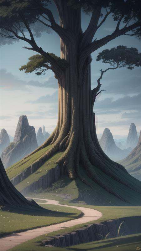 Landscape of a dark far away planet,  rock and organic soil,  glowing trees on Tensor.Art