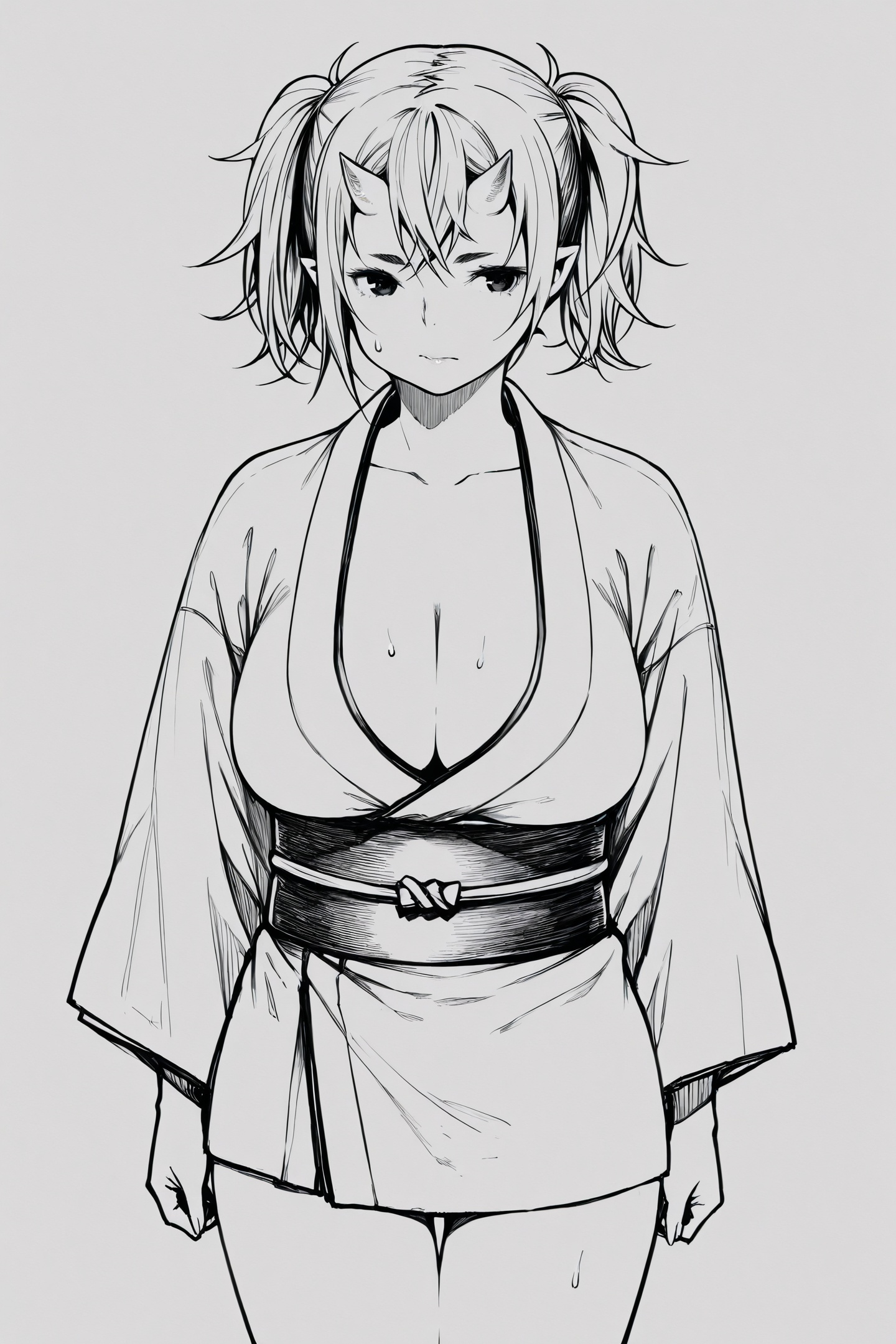 Ebisumaru Style,  1girl,  monochrome on Tensor.Art