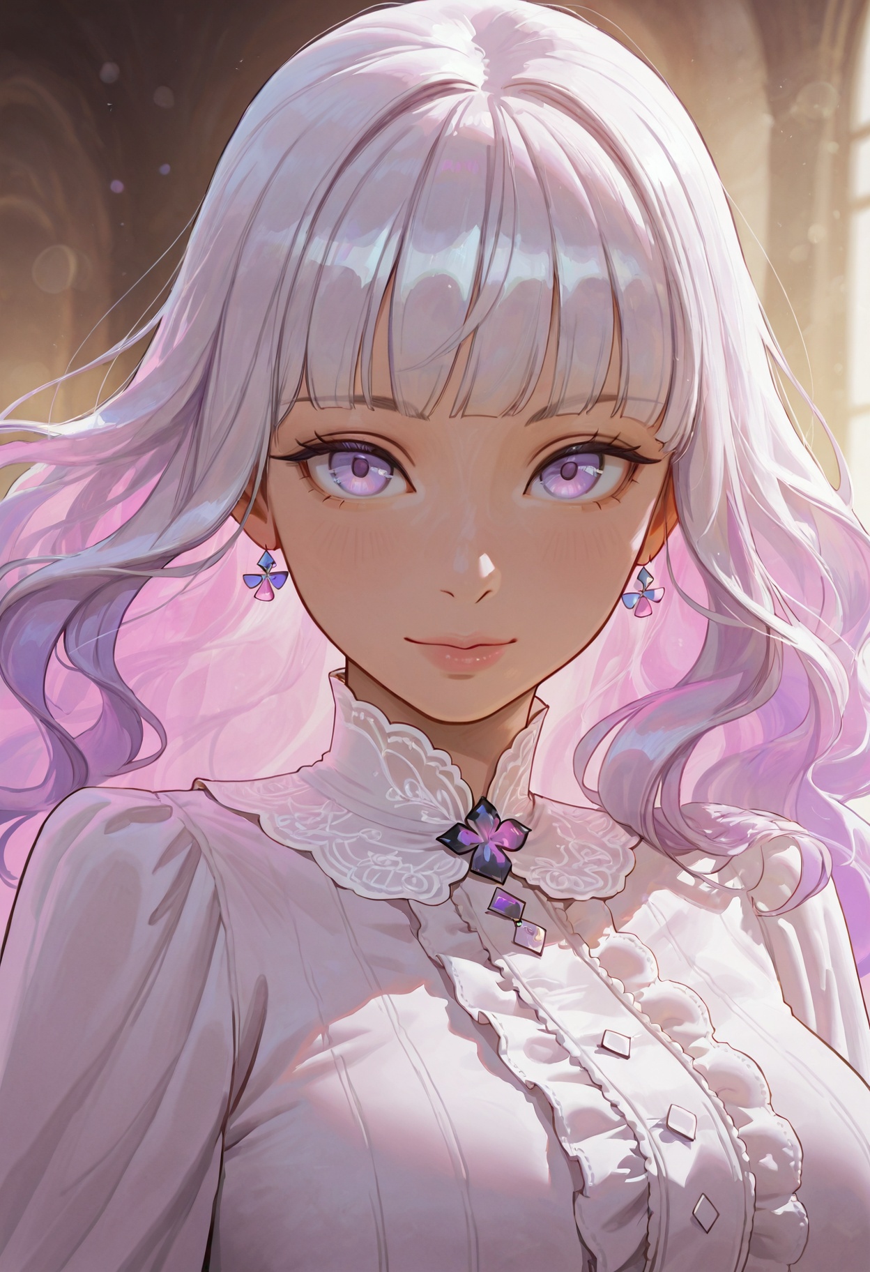 white hair,  long hair,  wavy hair on Tensor.Art