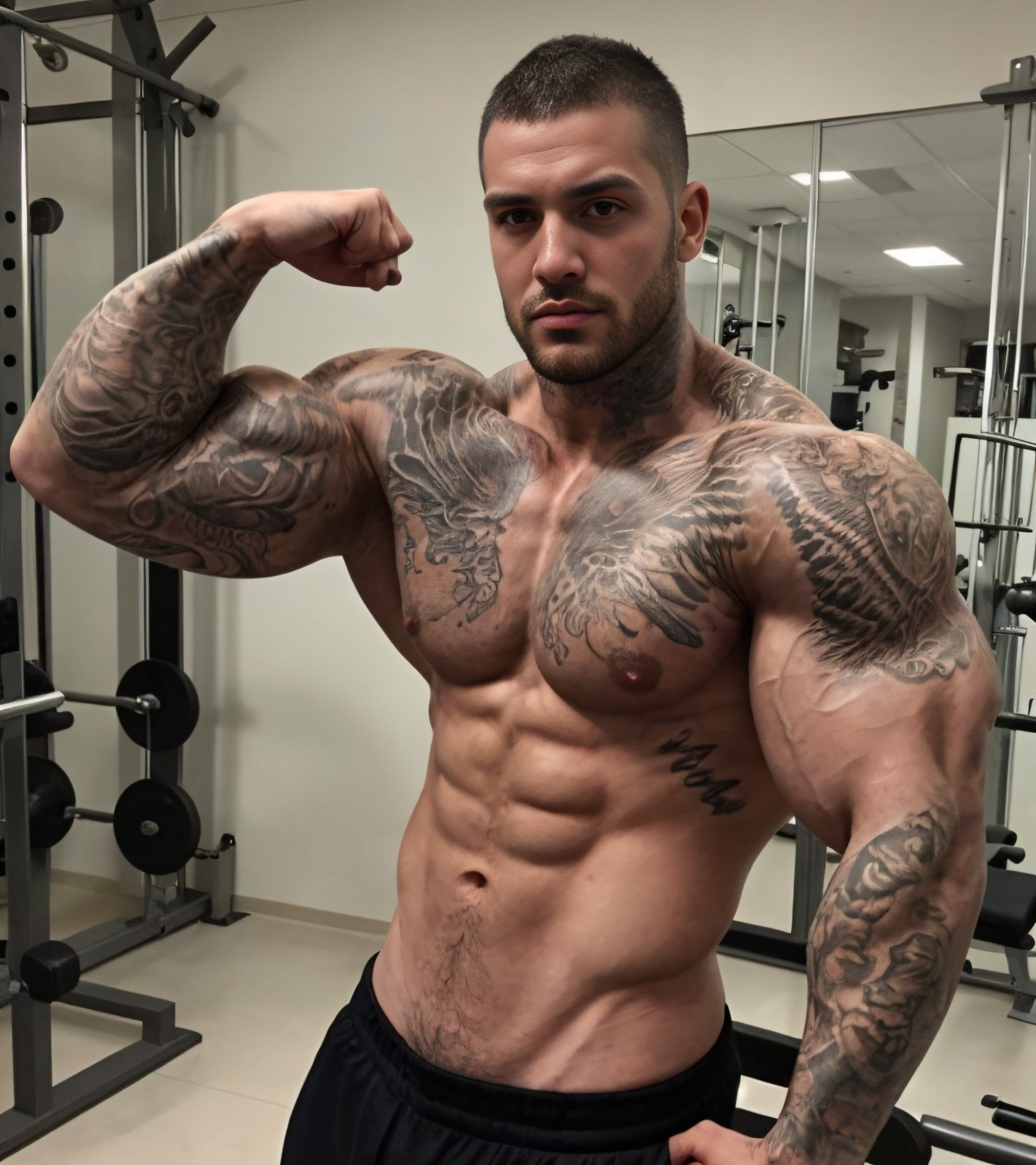 1male,  tatto love,  body muscled on Tensor.Art