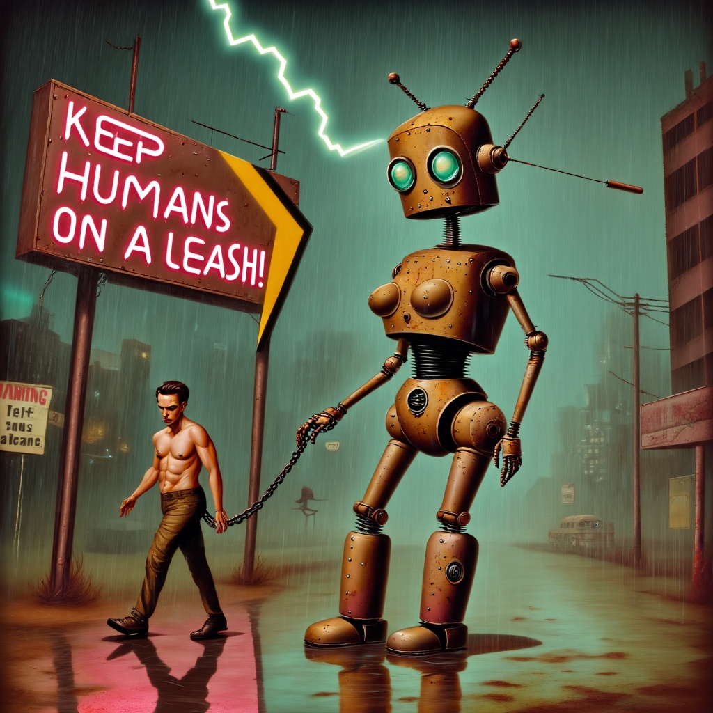 solo,  standing,  full body of a rusty female android on Tensor.Art