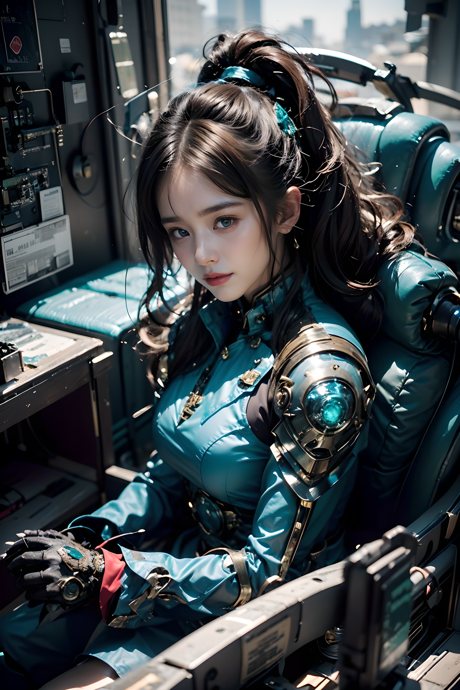 (1girl:1.3),full_body,blue and red mechs,gundam,highly realistic,glassy translucence,graceful poses,blink-and-you-miss-it detail,Sci-fi light effects,(Illuminated circuit board:1.6),<lora:GFmatch2_v12:0.6>, <lora:GFmatch_20230814163515:0.8>