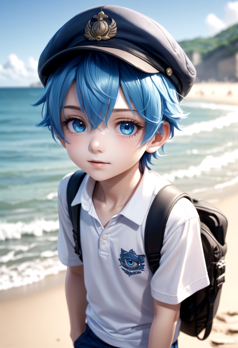 1boy,  aoi,  blue hair on Tensor.Art