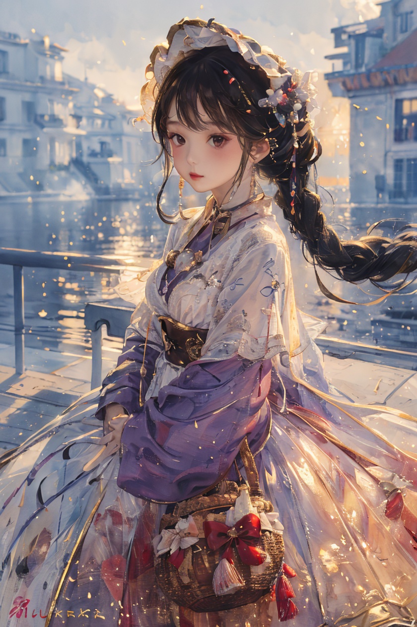(((masterpiece))),(((best quality))),<lora:PDLX_汉洋折衷-1:1>,1girl,solo,dress,<lora:新国风-岩彩:1>,<lora:灼灼其华:0.6>,
