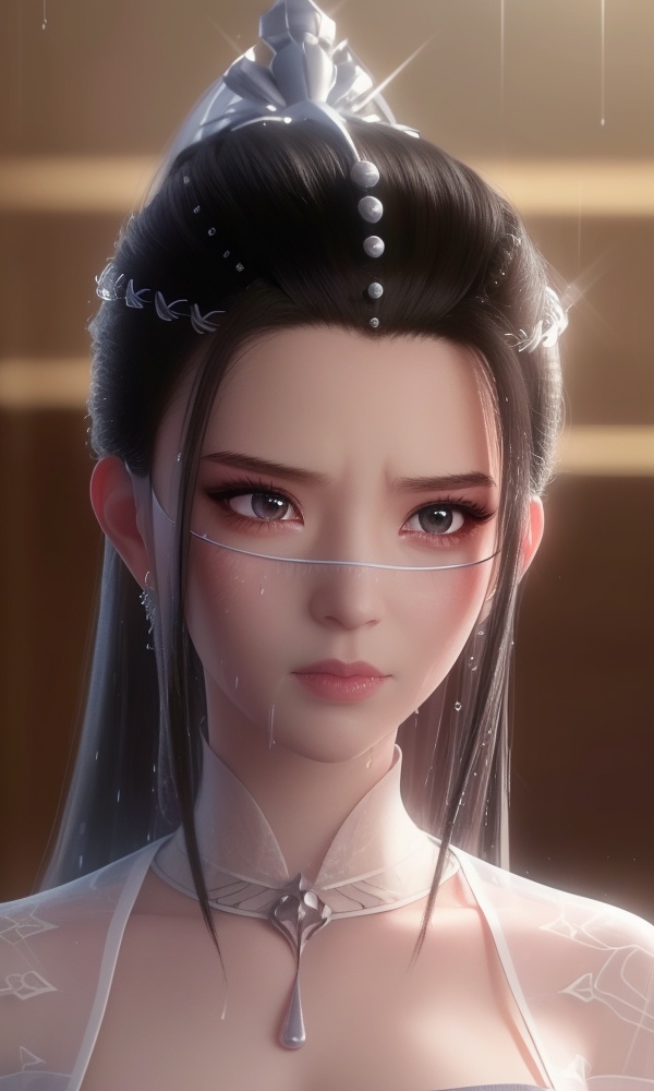 (,1girl, ,best quality, ),looking at viewer, <lora:431-DA-逆天邪神-楚月婵:0.8> ,,ultra detailed background,ultra detailed background,ultra realistic 8k cg,  ,masterpiece, (( , )), ultra realistic 8k cg, ,   crying with eyes open,    ,eyelashes,magic,hydrokinesis,sweat, wet, rain, ,       (cleavage), (), 