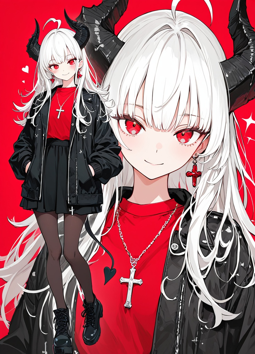 horns,  1girl,  demon tail on Tensor.Art