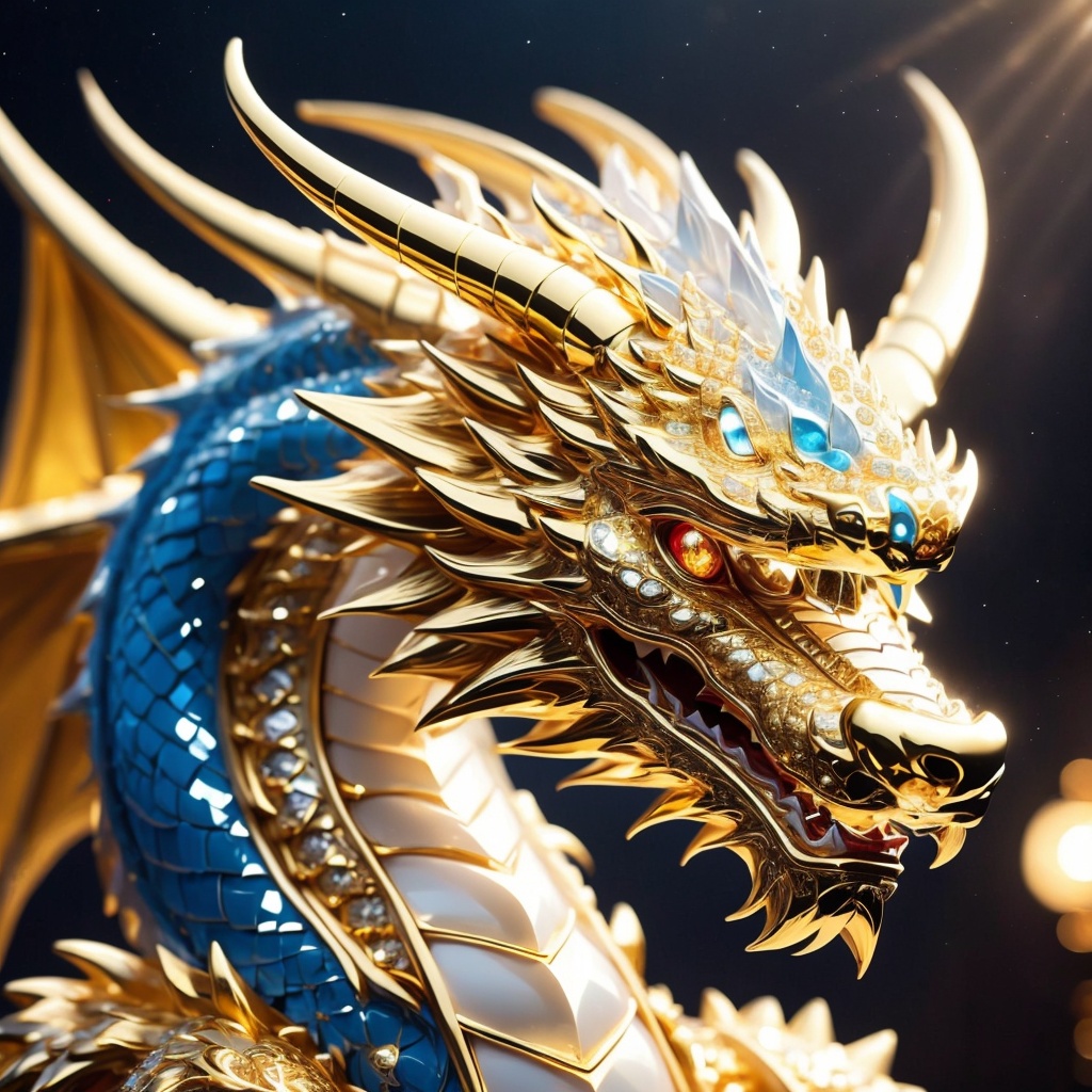 ChineseDragon,no humans,horns,dragon,scales,gold dragon,pearls,diamonds,blue dragon,<lora:ChineseDragon_v1:1>,