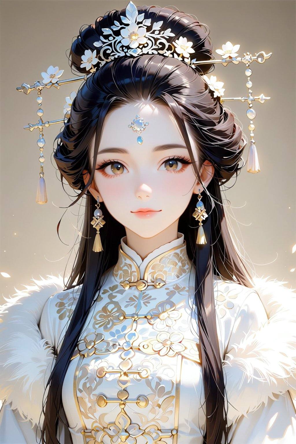 A close-up portrait of a young Asian woman,  likely in her early twenties,  framed from the chest up on Tensor.Art