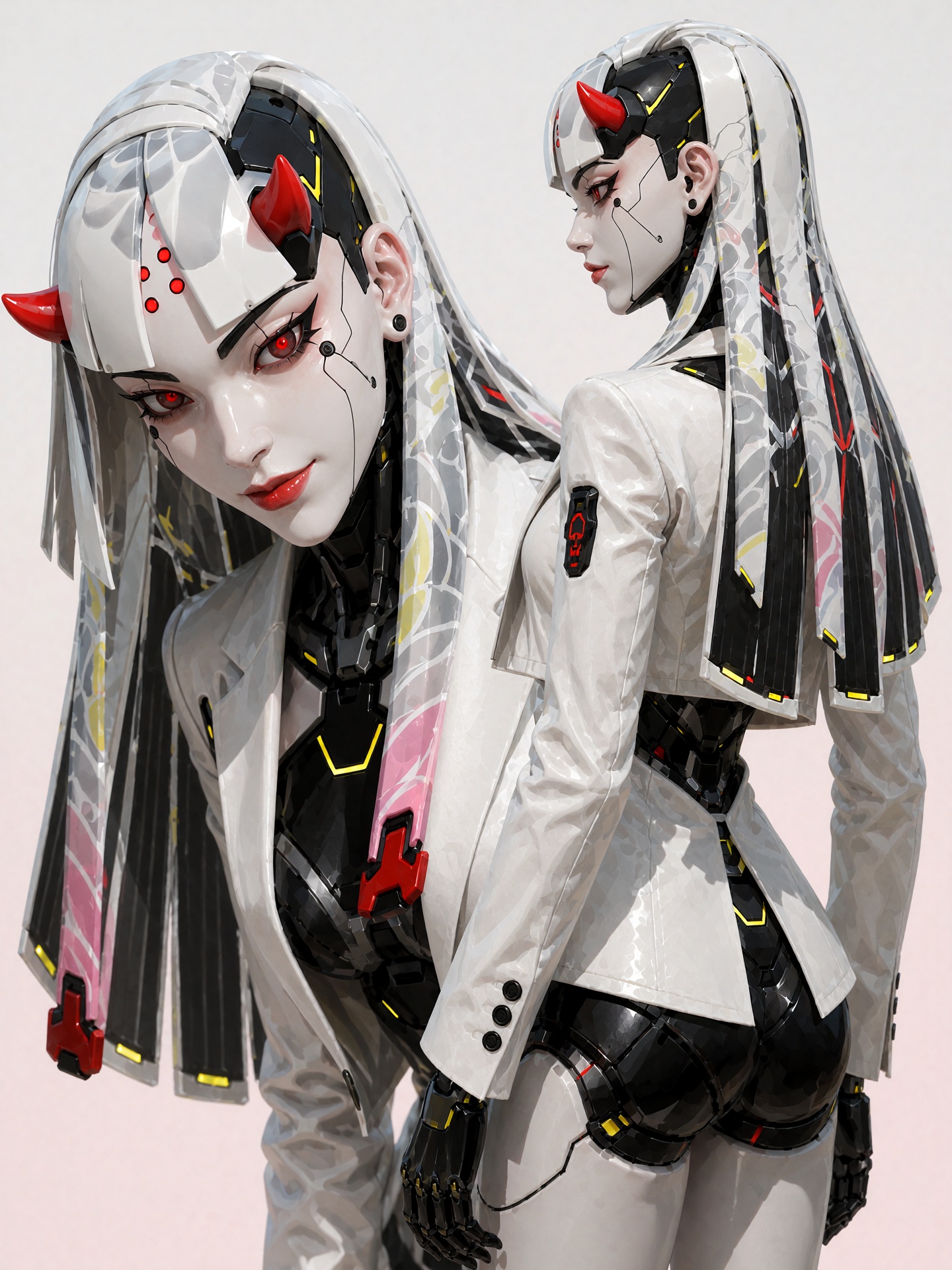 23. shion,  designer concept-art turnaround of a female android,  porcelain-white synthetic skin on Tensor.Art