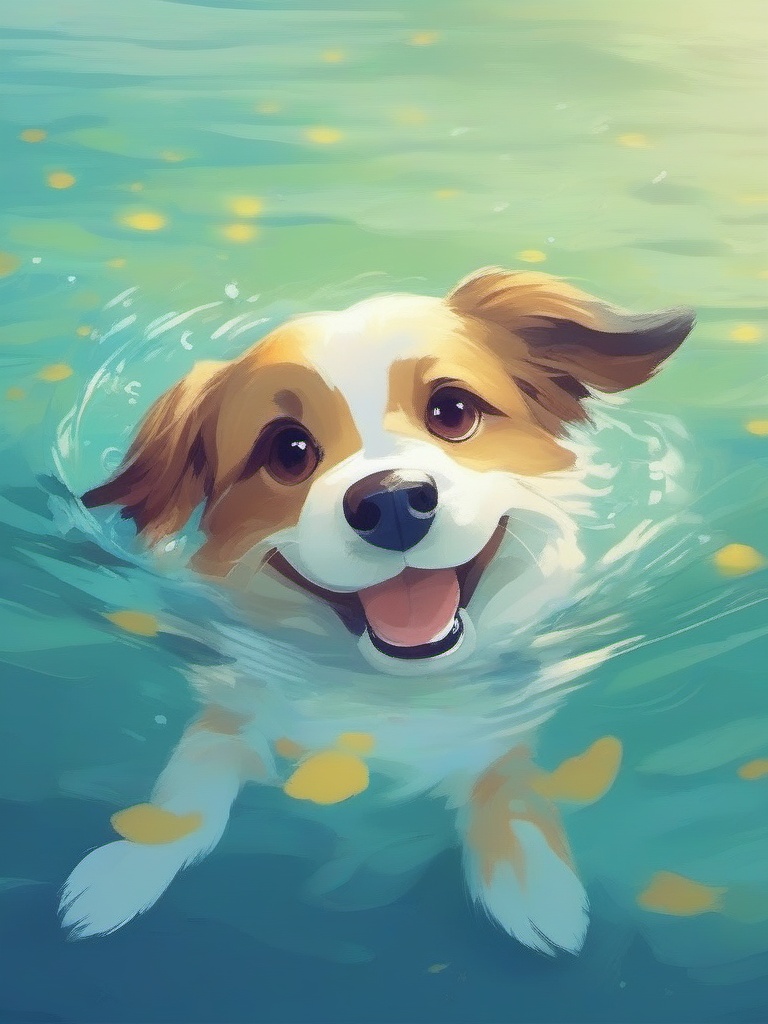 A dog in the water with a smile on its face.,  illuillustration by microlight on Tensor.Art