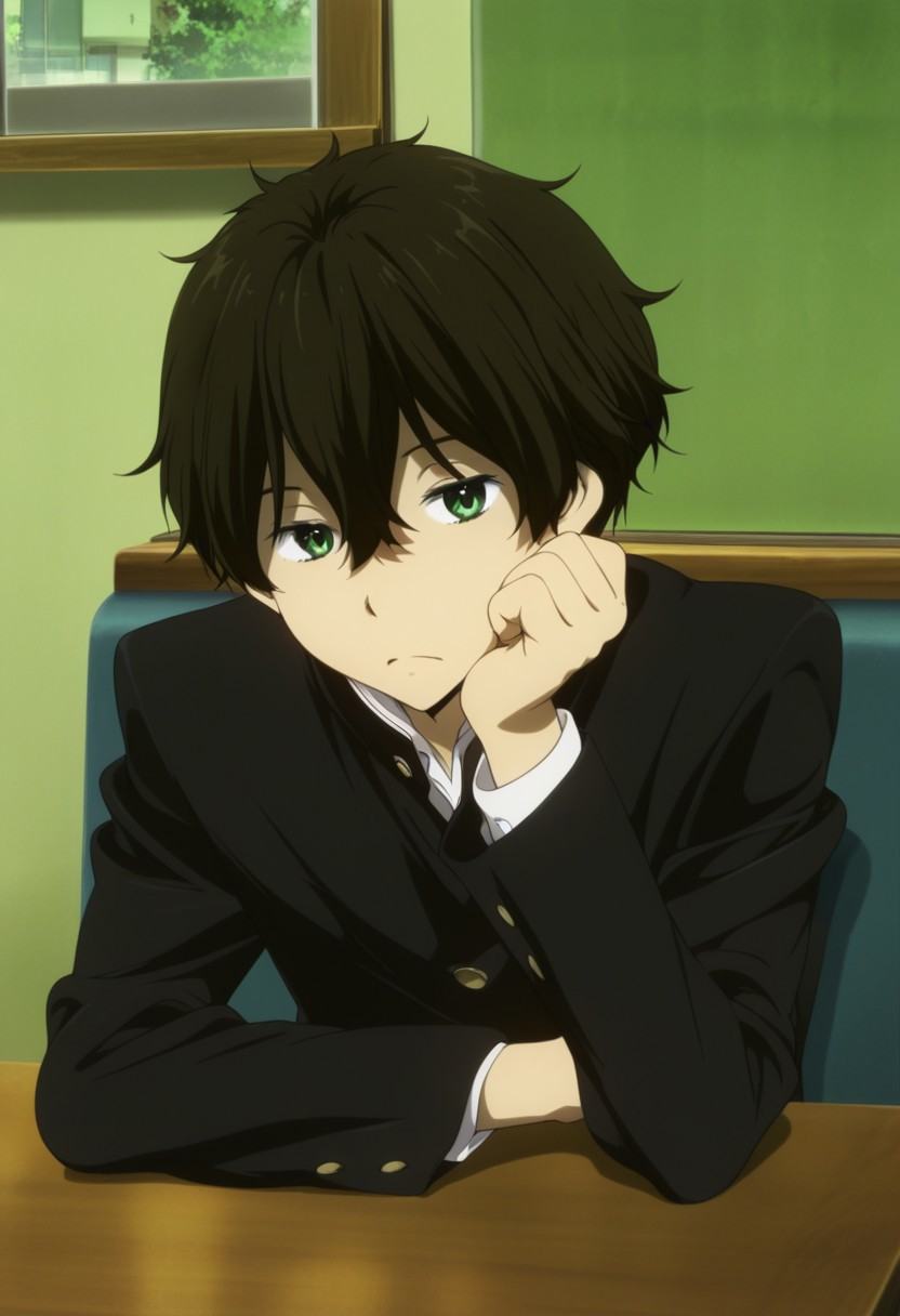 Anime,  solo male,  Houtarou Oreki from Hyouka anime on Tensor.Art