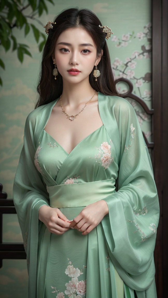 skirt,  jewelry,  long_hair on Tensor.Art
