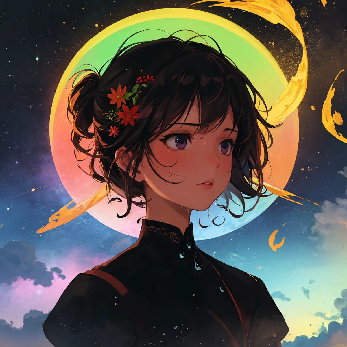 1girl,  flowers,  leaf on Tensor.Art