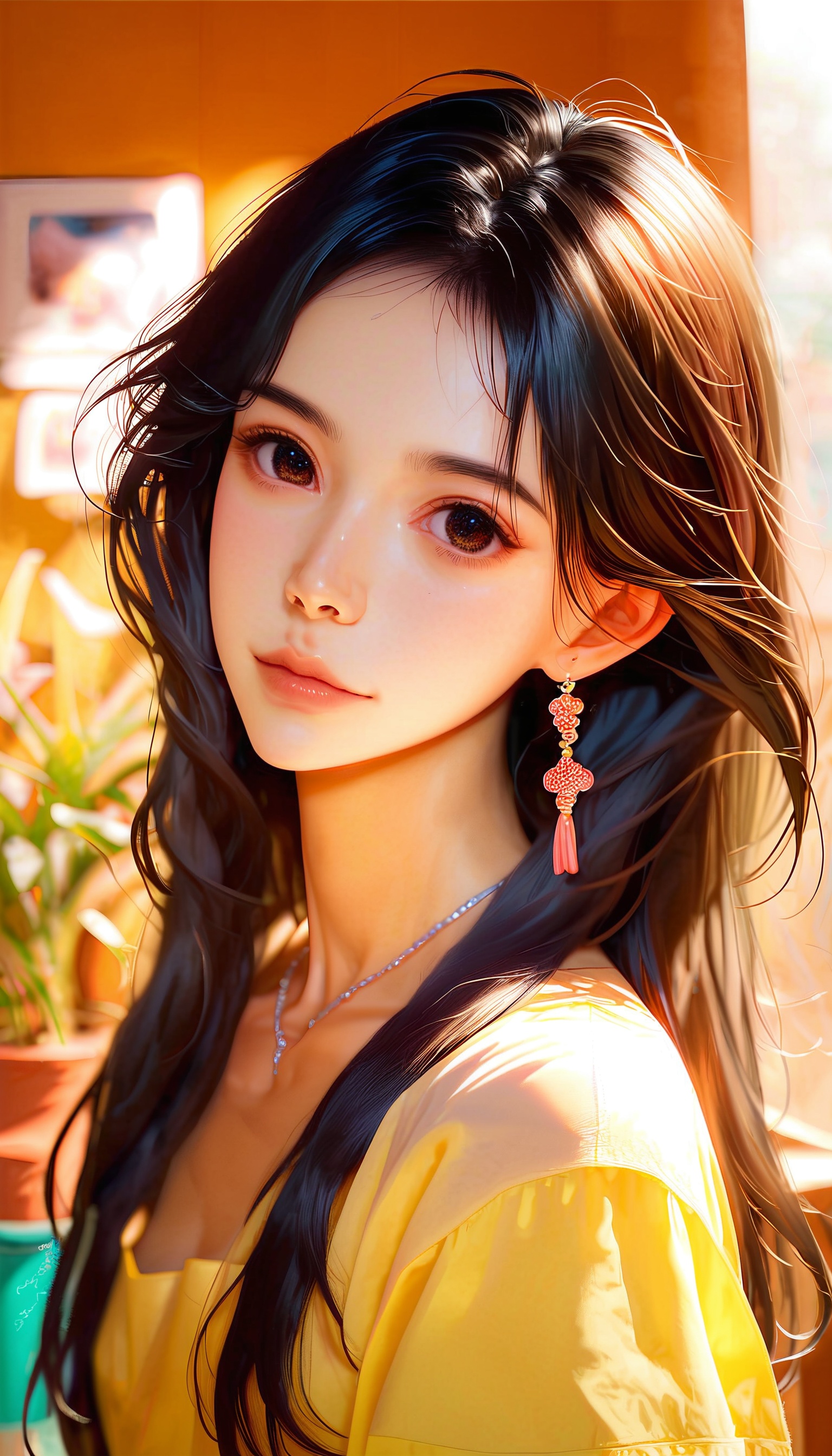 score_9,score_8_up,score_7_up,Close-up details,realistic style photo Japanese young woman,black hair,long hair,outstanding style,tall,cute,in her teens. Use soft lighting to cast gentle shadows on the subject,adding a touch of dimension to your images without compromising details,