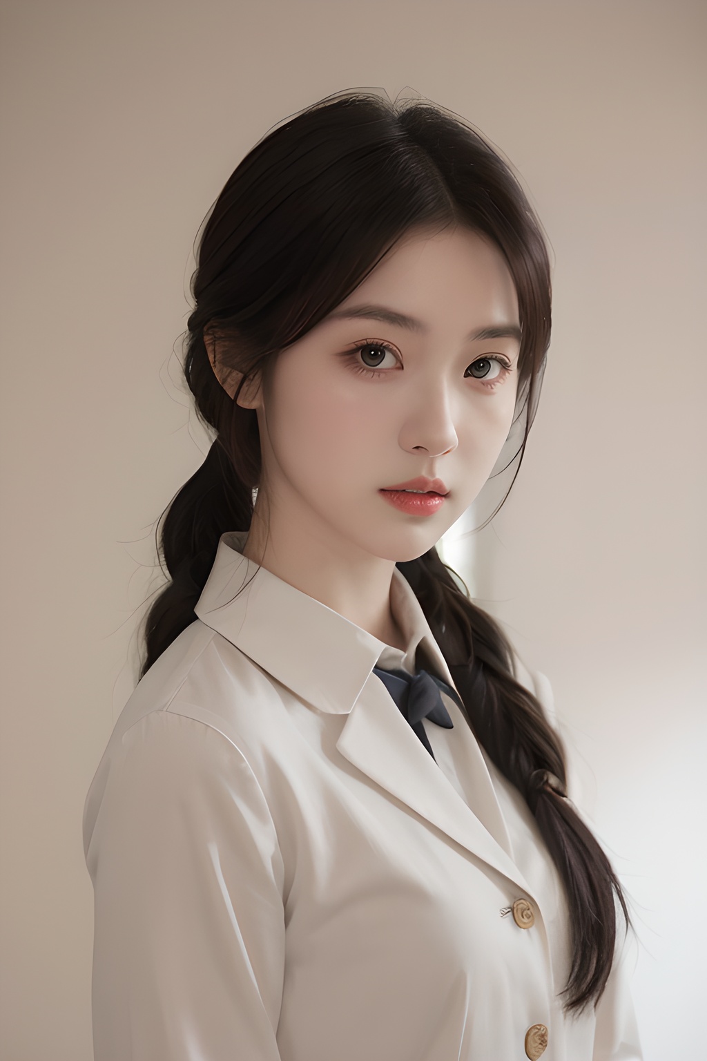 <lora:0807_07:0.7>,simple background,fleur_de_lapin_uniform,, 1girl,realistic,masterpiece, best quality, photorealistic, HDR,detail