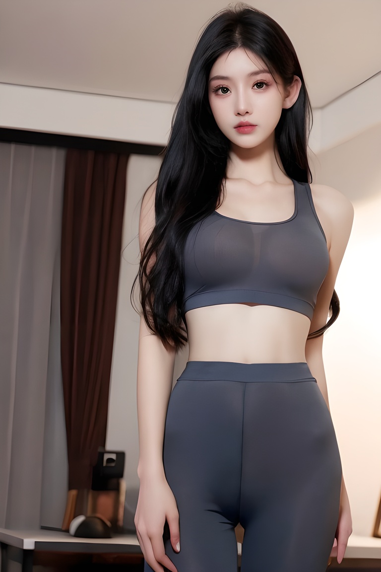 (masterpiece, best quality:1.4),finely detailed,1girl,solo,pale skin,perfect body,standing,medium breasts,<lora:性感灰色透明瑜伽服+美女-000006:0.8>,bra,grey pants,grey sports bra,killer,pants,underwear,yoga pants,(cowboy_shot:1.2),(front view),  <lora:性感灰色透明瑜伽服+美女:0.7>