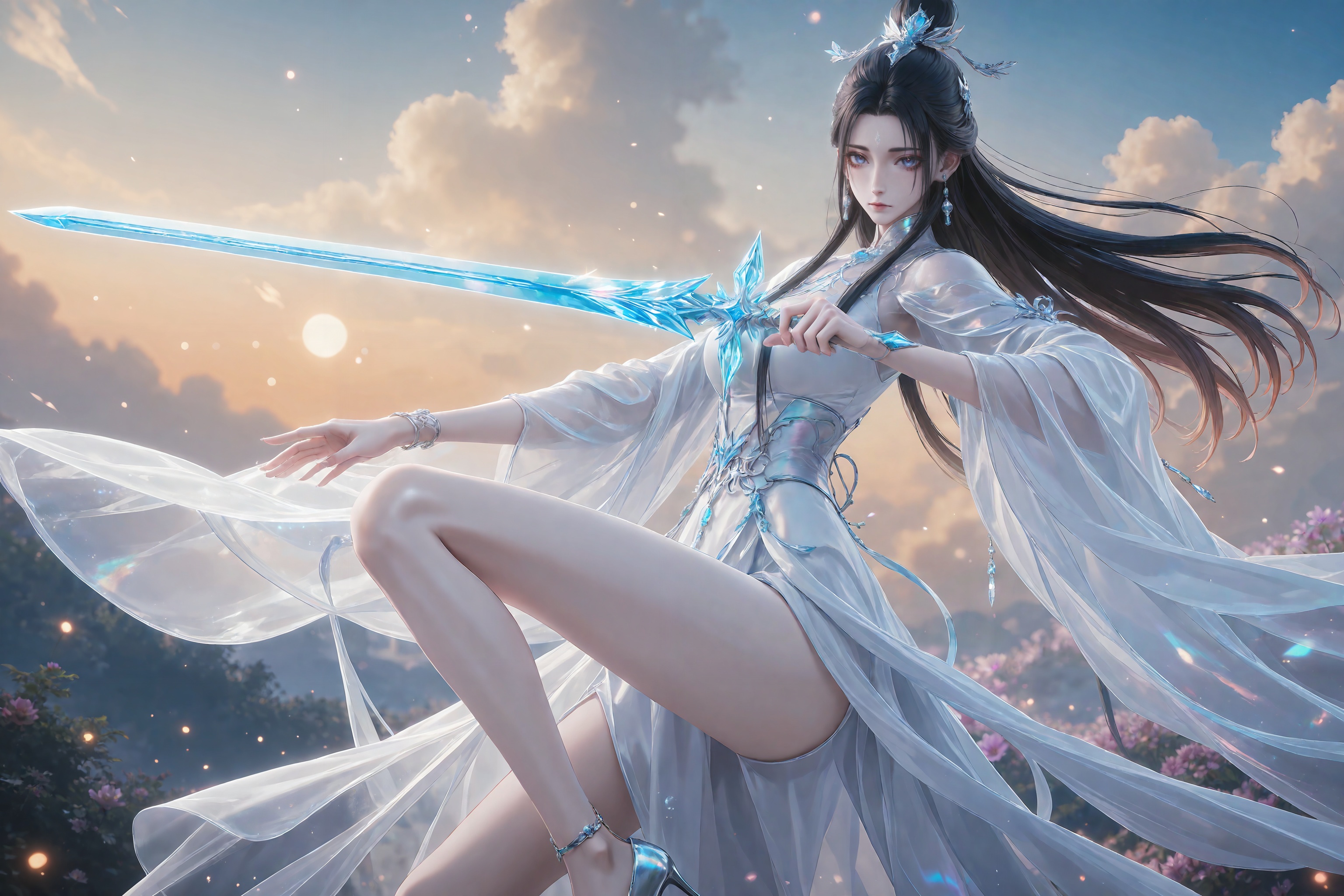 <lora:陆雪琪ill:0.6>,luexueqi,1girl,solo,dress,long hair,white dress,jewelry,earrings,hair ornament,hair bun,black hair,blurry background,closed mouth,long sleeves,expressionless,chinese clothes,looking at viewer,holding,blurry,upper body,outdoor,flower,close-up details,outstanding style,adding a touch of dimension to your images without compromising details,whirls of vapor,iridescent textures,(Anime:1.1),ethereal ambiance,delicate details,magical high-concept,32K UHD,sharp focus,best-quality,masterpiece,golden hour,unconventional supreme masterpiece,masterful details,temperate atmosphere,with a high-end texture,in the style of fashion photography,photography,cover,dynamic angle,dynamic posture,(artist: quasarcake:0.8),extreme aesthetic,(wlop:0.6),(honjou raita, lack, rella:0.5, wanke),masterpiece,best quality,good quality,very aesthetic,absurdres,visual impact,a shot with tension,ultra-high resolution,32K UHD,sharp focus,best-quality,masterpiece,emotionalization,unconventional supreme masterpiece,masterful details,temperate atmosphere,with a high-end texture,in the style of fashion photography,(visual impact:1.2),giving the poster a dynamic and visually striking appearance,impactful picture,official art,colorful,splash of color,movie perspective,masterpiece,best quality,amazing quality,very aesthetic,absurdres,best quality,newest,