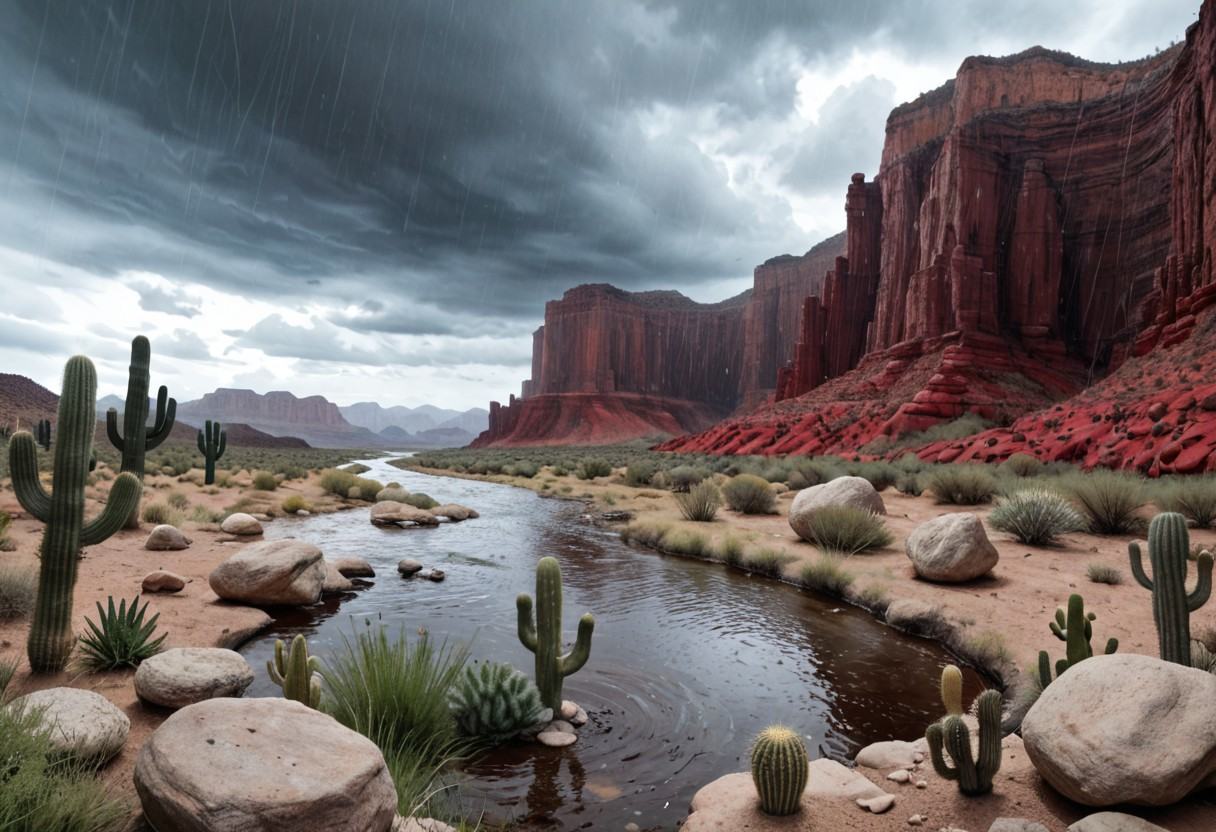 grass,  wet grass,  cactus on Tensor.Art