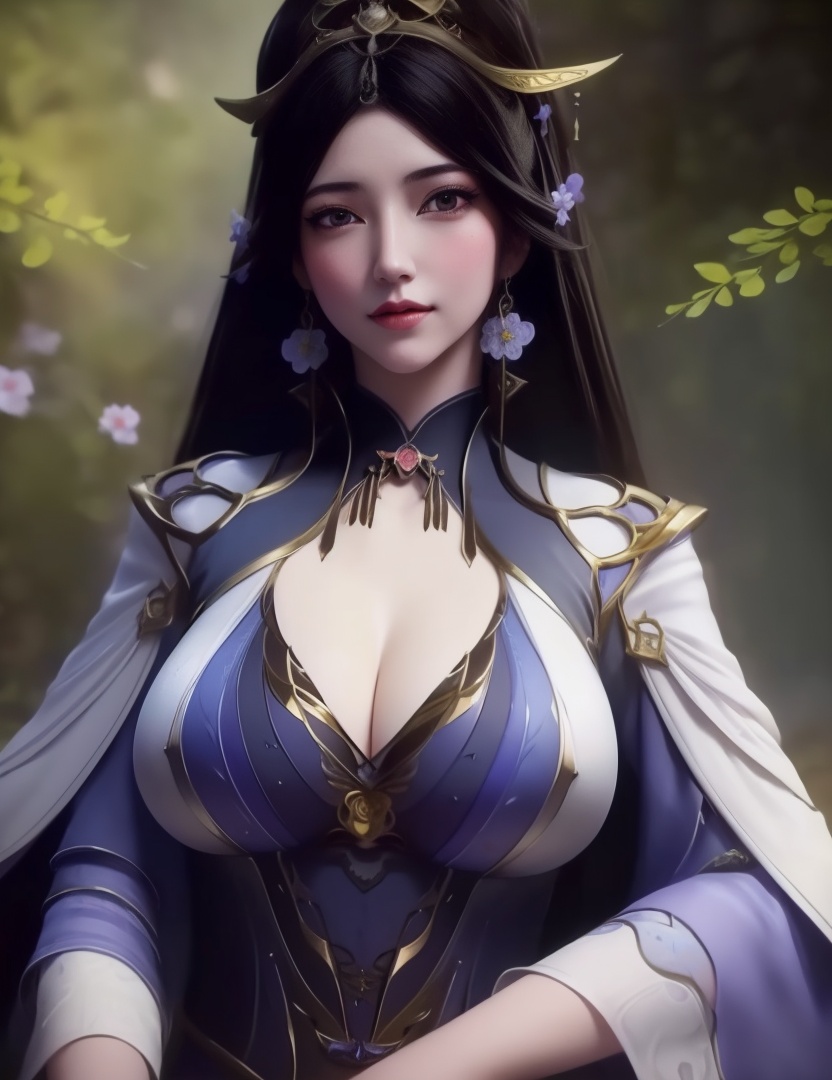 <lora:510-DA-万古狂帝-秋清儿:0.8>(,1girl, ,best quality, ),looking at viewer,  ,, ,,anime,(masterpiece, top quality, best quality, official art, beautiful and aesthetic:1.2), (1girl) , , (cleavage),extreme detailed,(fractal art:1.3),colorful, flowers ,highest detailed,(by Jeremy Lipking)    (cleavage), (),