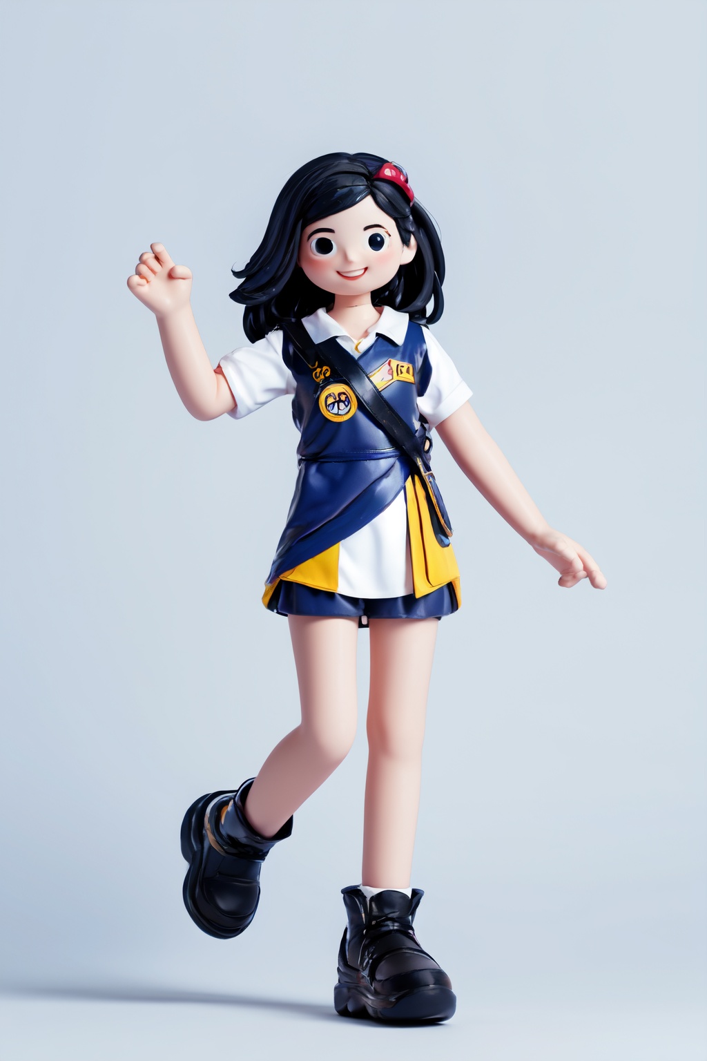 masterpiece,best quality,yuan_3D_character,1girl,long hair,solo,smile,Dynamic pose,full body,simple background,:d,short hair(white background:1.5),<lora:3D_character_v1.0:0.8>,