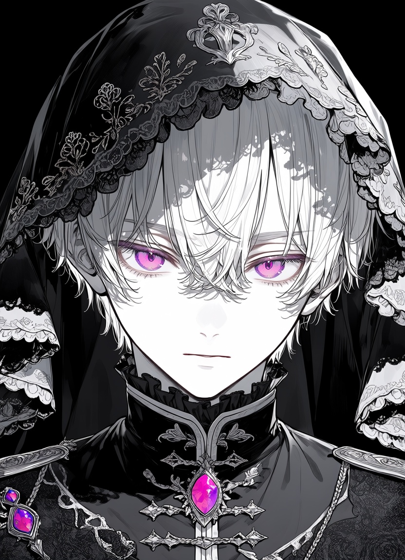 veil,  solo,  black background on Tensor.Art
