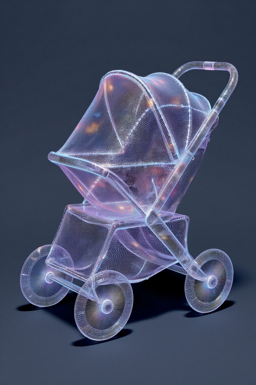 beijihui,Neon baby stroller with glowing wheels and star canopy