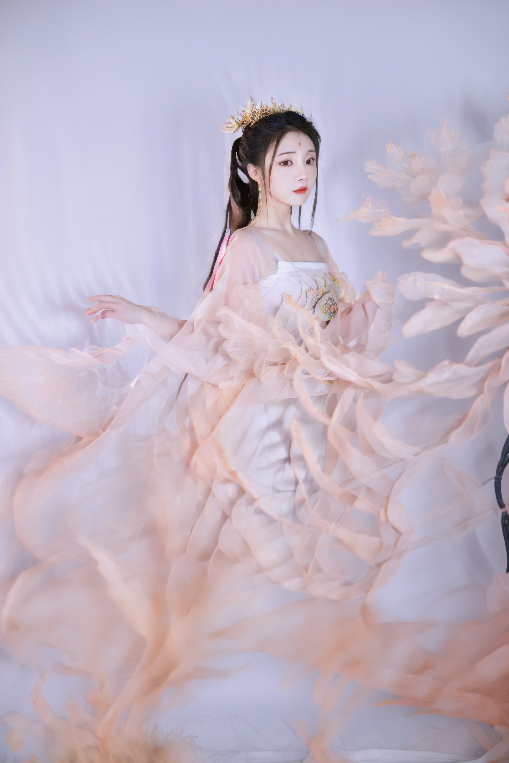 (1girl:1.3), (best quality, masterpiece, ultra high resolution),(photorealistic:1.3), (realistic:1.3), depth of field, (day:1.2), (cinematic lighting:1.2),  (PureErosFace_V1:0.8),(ulzzang-6500:0.3), beautiful face, near, facing to camera, full body, hanfu, <lora:GuZjq:0.8>