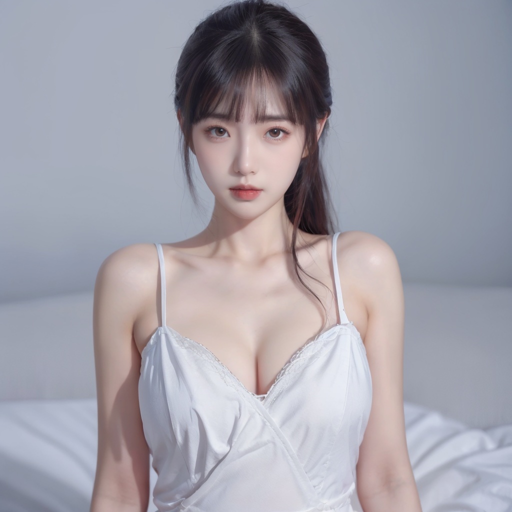 1girl, fishtaildress,,big breasts, looking at viewer, simple background,<lora:20231109-1699510907344:0.6>