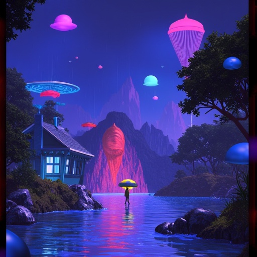 a surreal,  dreamlike digital artwork with a futuristic,  retro-futuristic on Tensor.Art