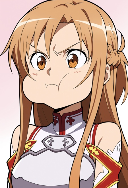 masterpiece,best quality, 1girl, asuna \(sao\), toon \(style\), angry, puffy cheeks,