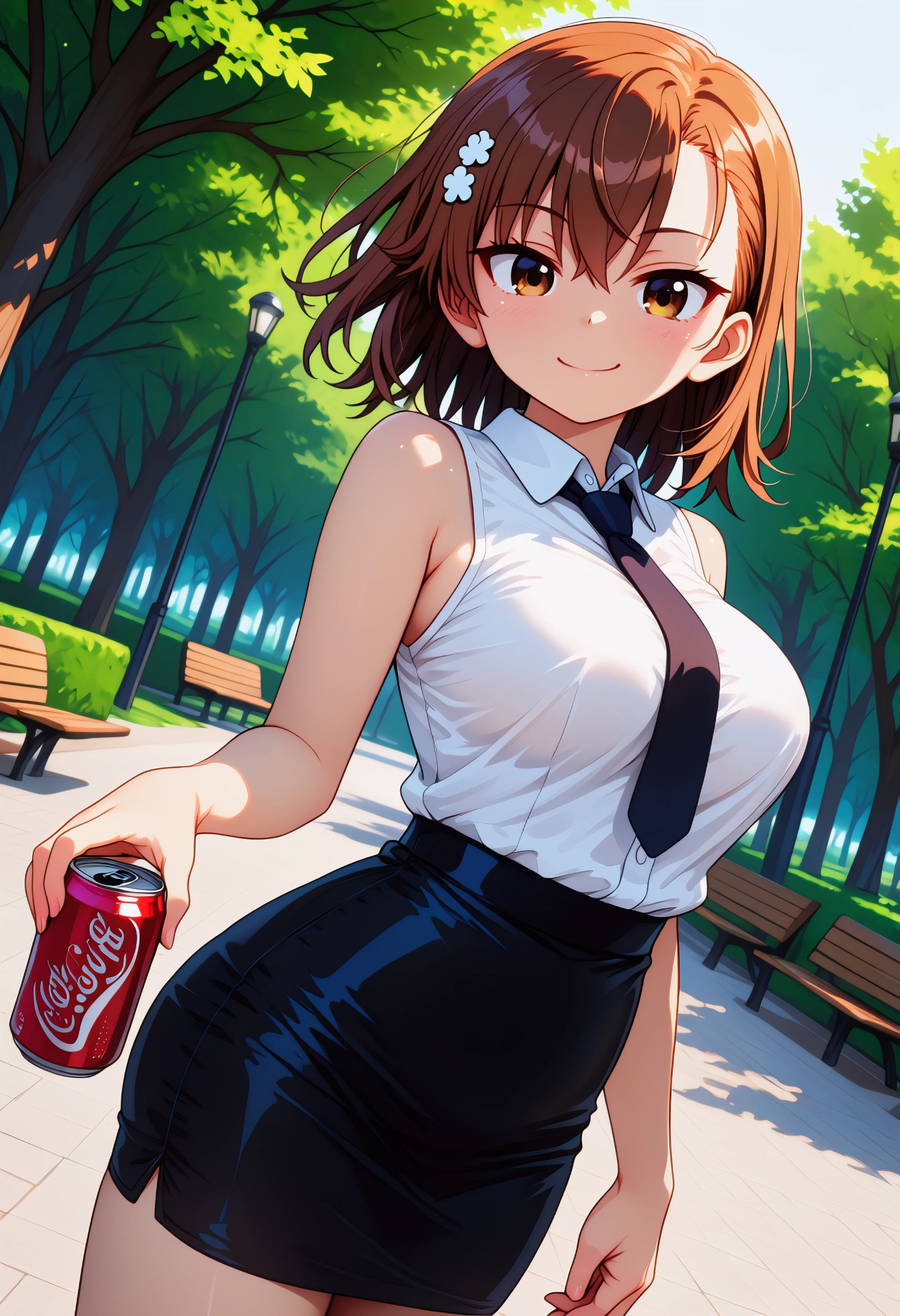 1girl,  misaka mikoto,  large breasts on Tensor.Art