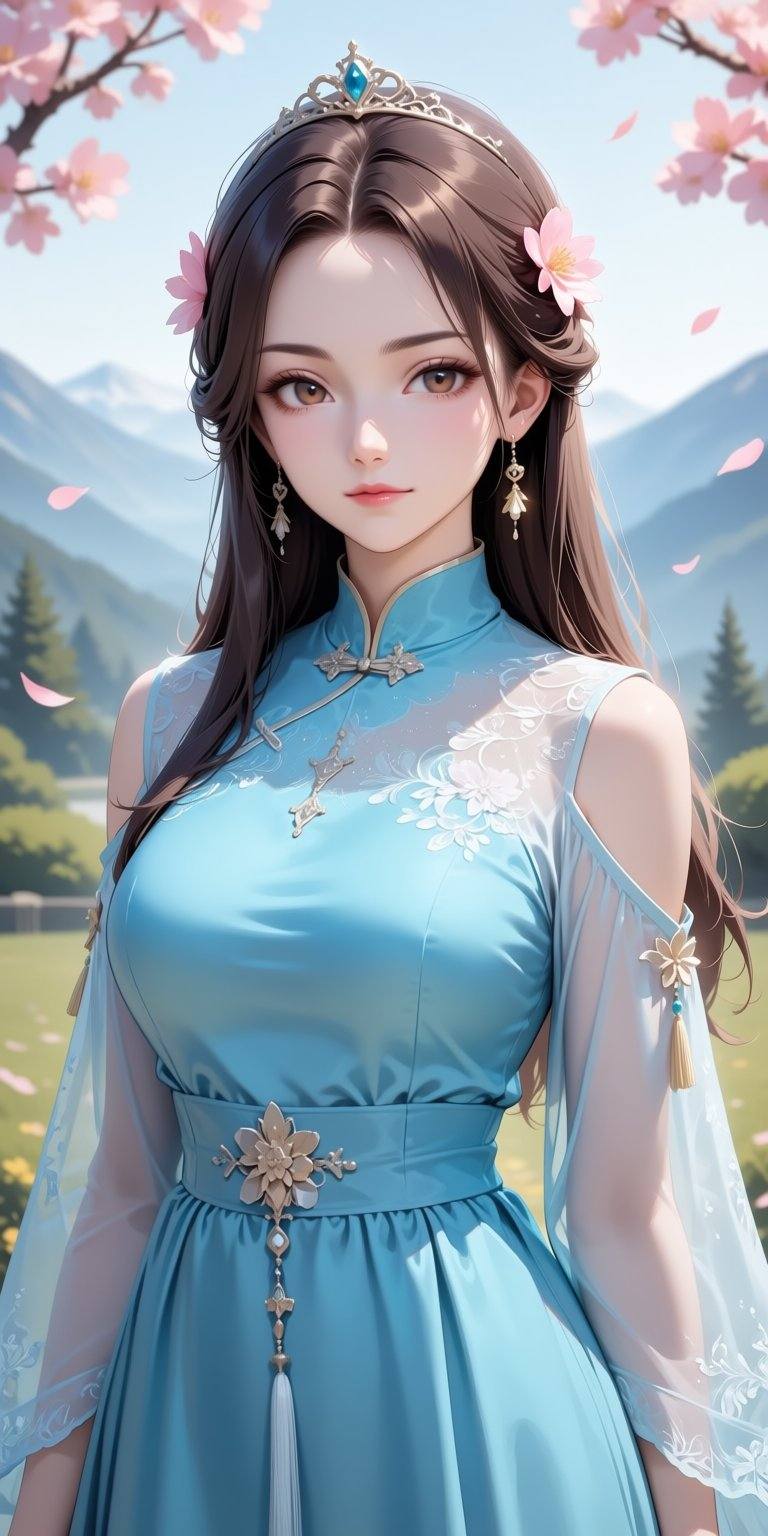 1girl,  dress,  brown hair on Tensor.Art