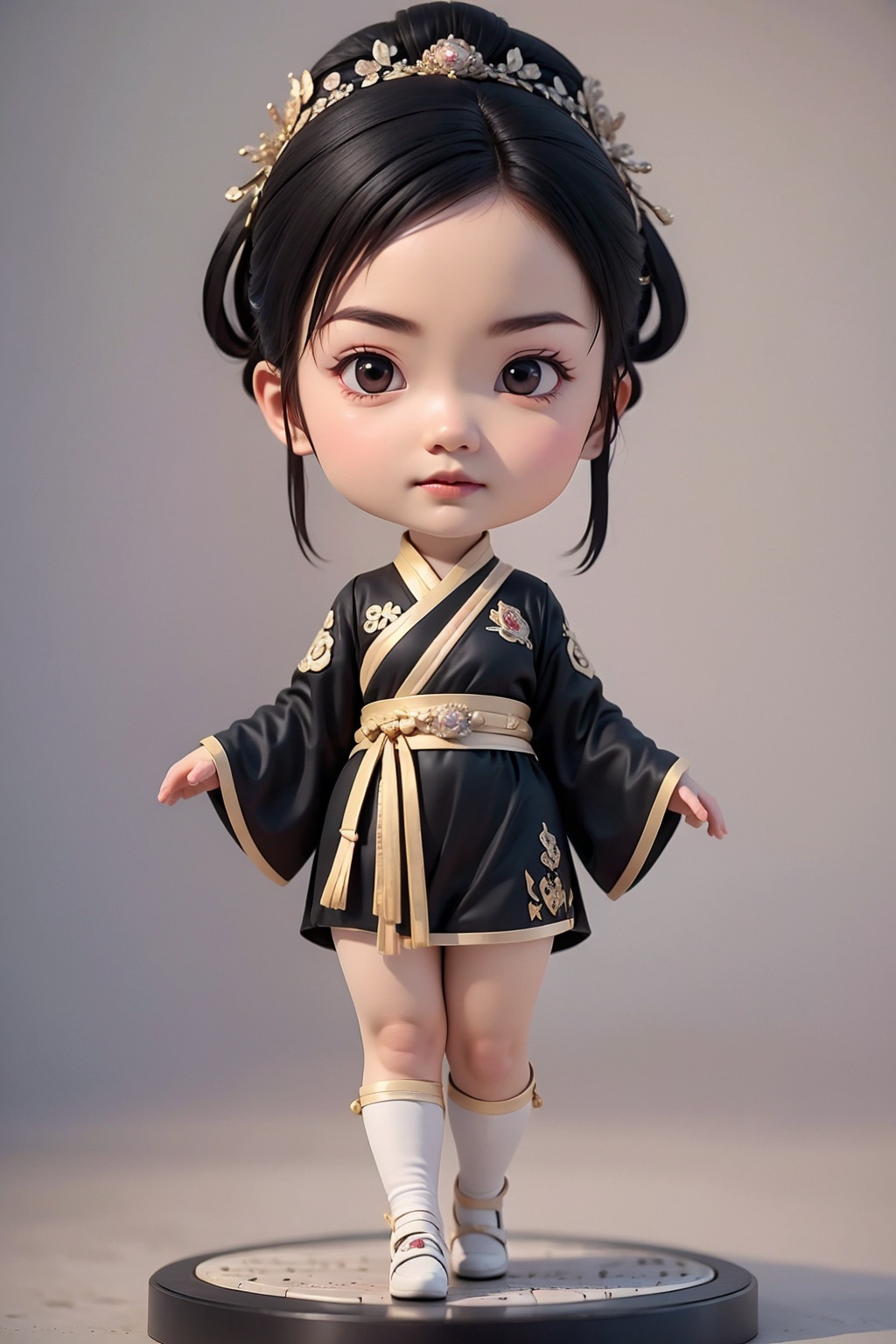 (best quality:1.4),(masterpiece:1.4),(8K:1.4),(extremely detailed:1.4),1girl,(black eyes:1.2),(black hair:1.2),full body,(chibi:1.4),