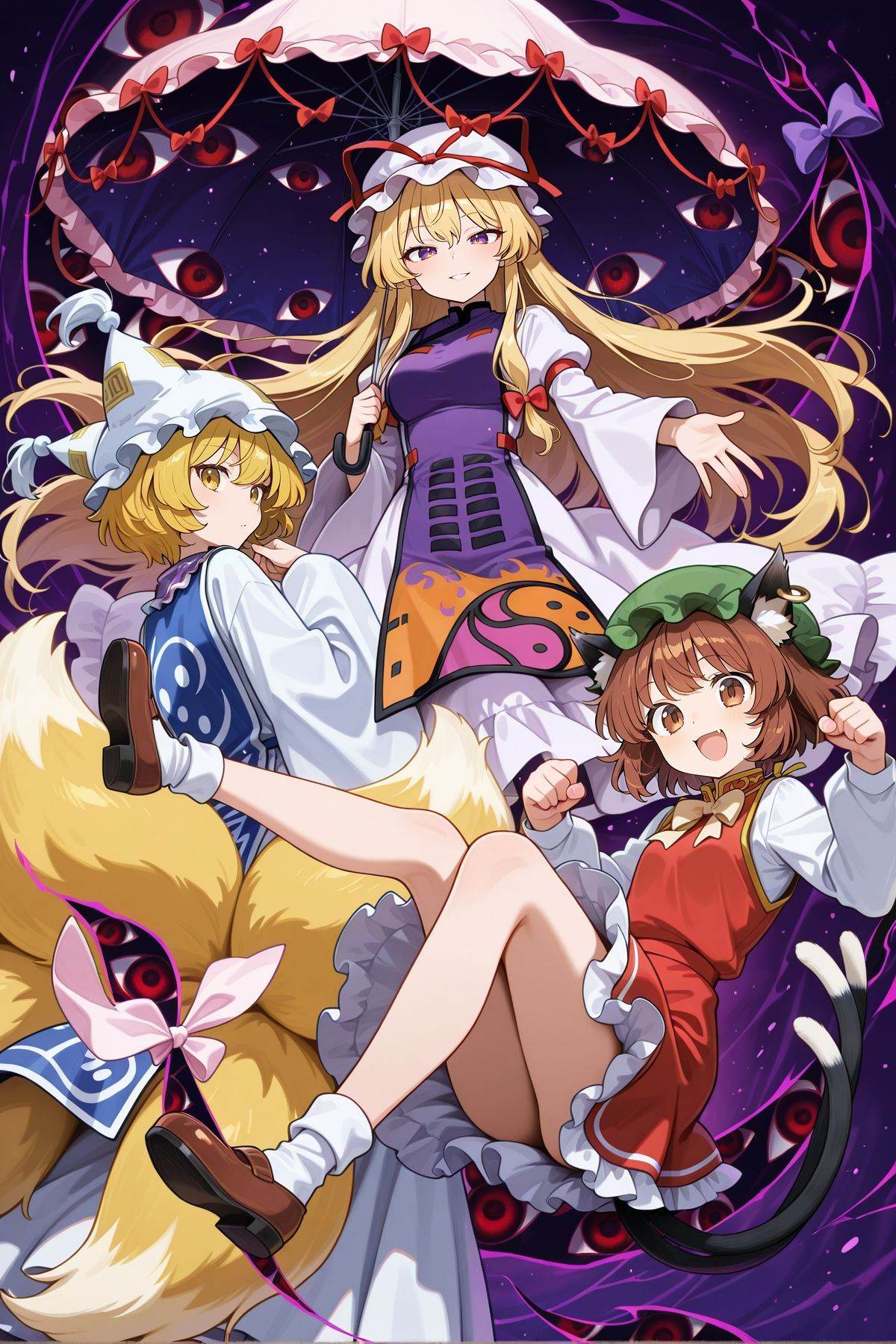 3girls,  looking at viewer,  dynamic pose on Tensor.Art