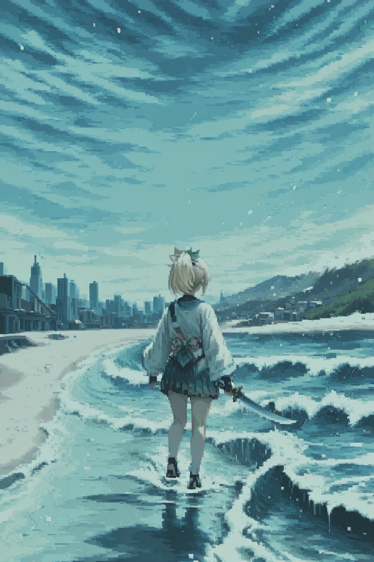 kazama iroha,  snowing,  standing on Tensor.Art