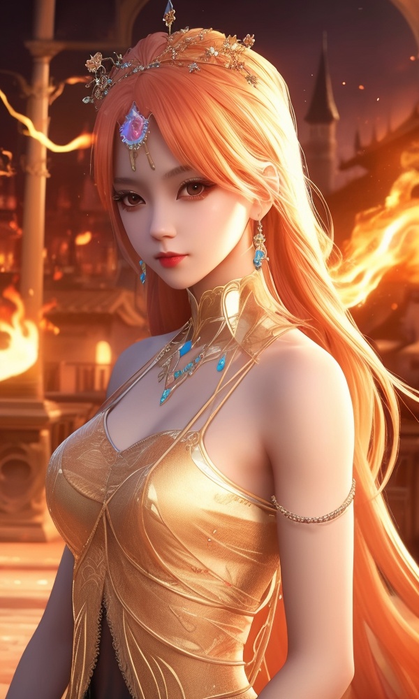 (,1girl, ,best quality, ),looking at viewer, <lora:368-DA-沧元图-柳七月-凤凰变身:0.7>,,,ultra detailed background,ultra detailed background,ultra realistic 8k cg, ,masterpiece, (( , )),tamari \(flawless\),    ,castle,     pyrokinesis,  (()), (),