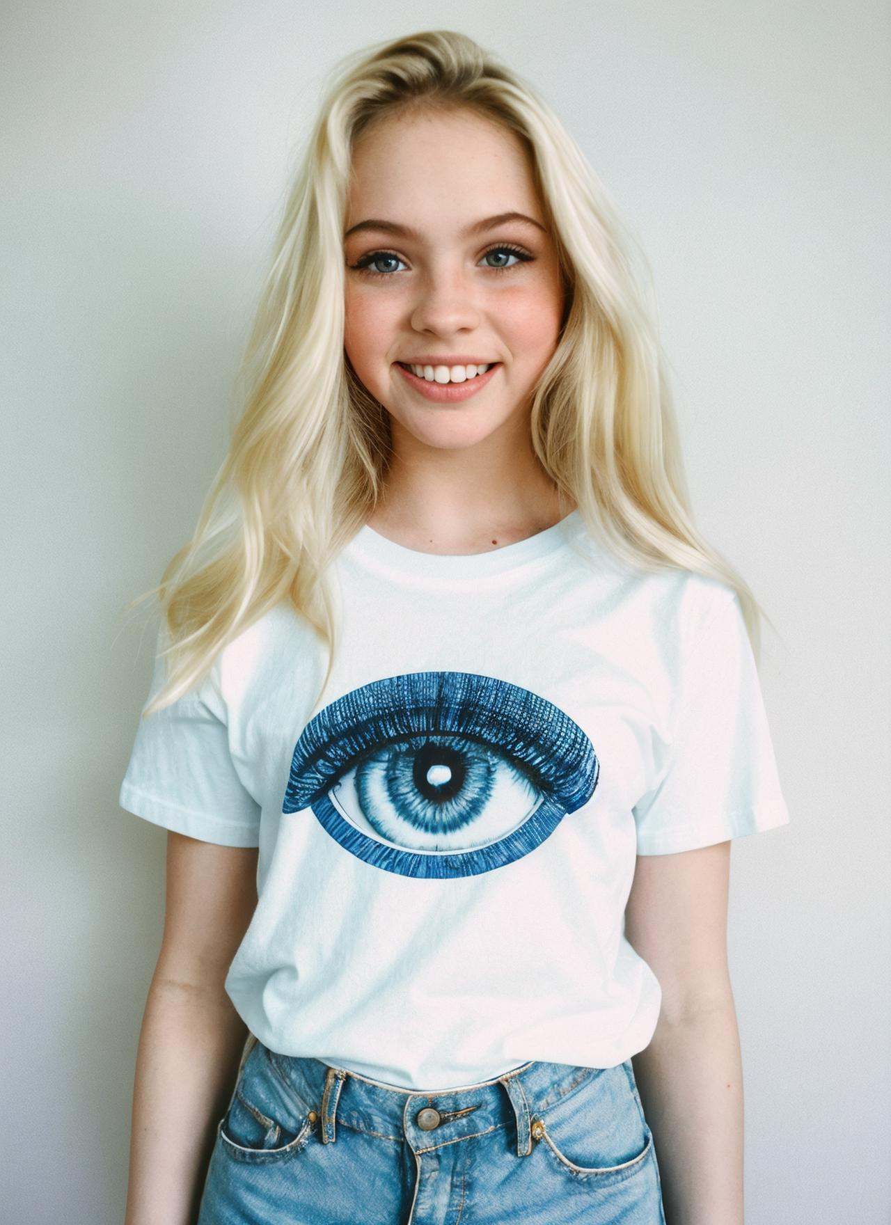Jorjon,  photograph of a woman standing indoors,  t shirt on Tensor.Art